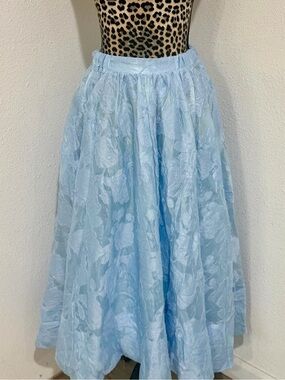 HYFVE Light Blue Floral Midi Skirt - Full Circle Silhouette
